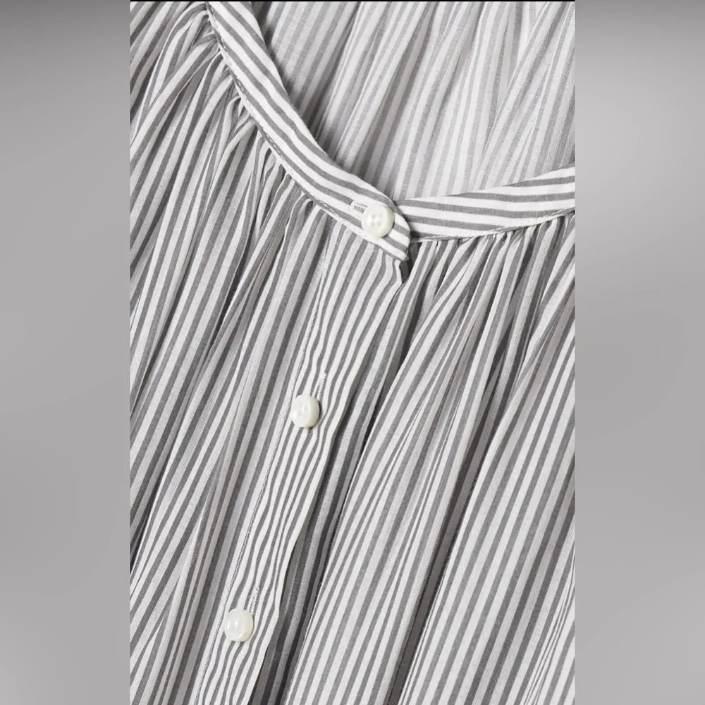 DÔEN Juno Belted Striped Brighton Midi Dress, Puff Sleeve, Cottagecore, Belt, XS - Picture 4 of 15